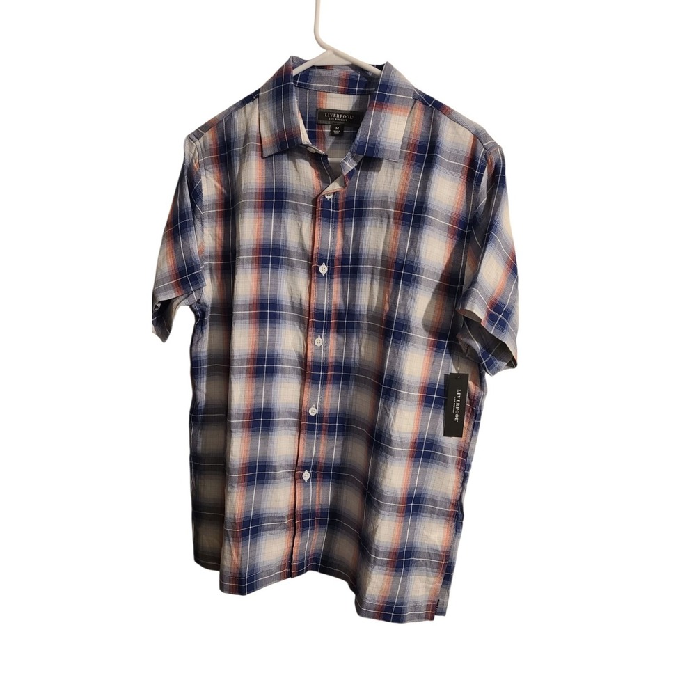 Liverpool Los Angeles mens short sleeve plaid button up shirt size Medium‎